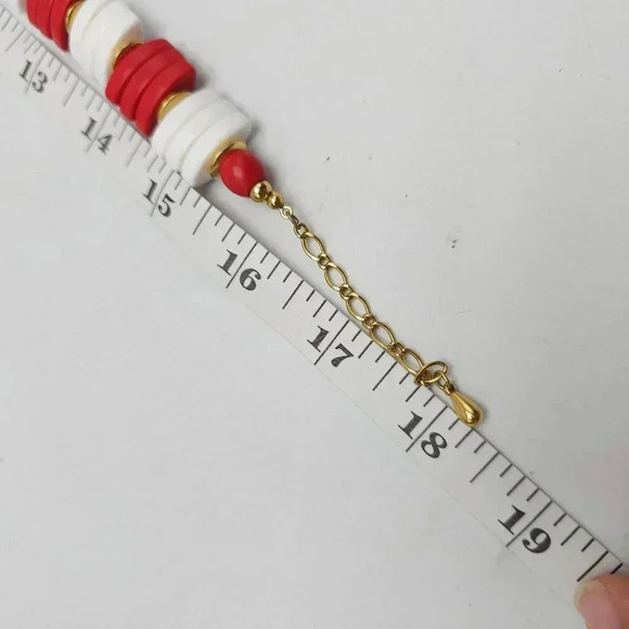 Vintage 1986 Avon Red White Spectator Lucite Beaded Choker Necklace - Picture 7 of 7